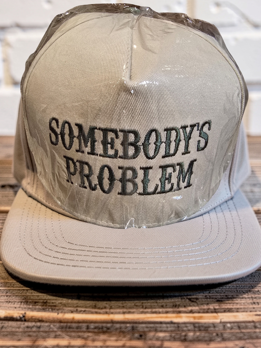 NWT Zenana Somebody's Problem Tan Trucker Hat